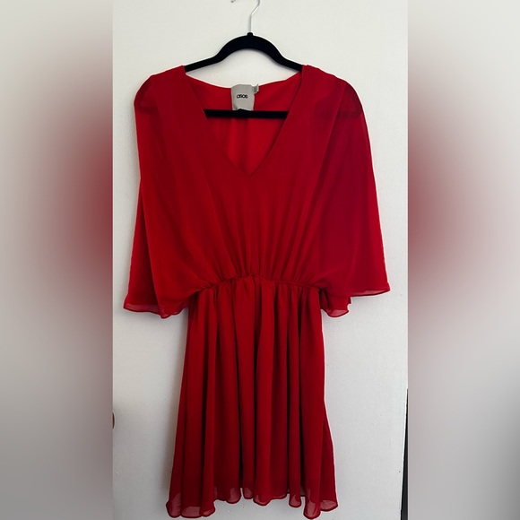 ASOS Flutter Sleeve Cross Over Mini Dress - Picture 3 of 6